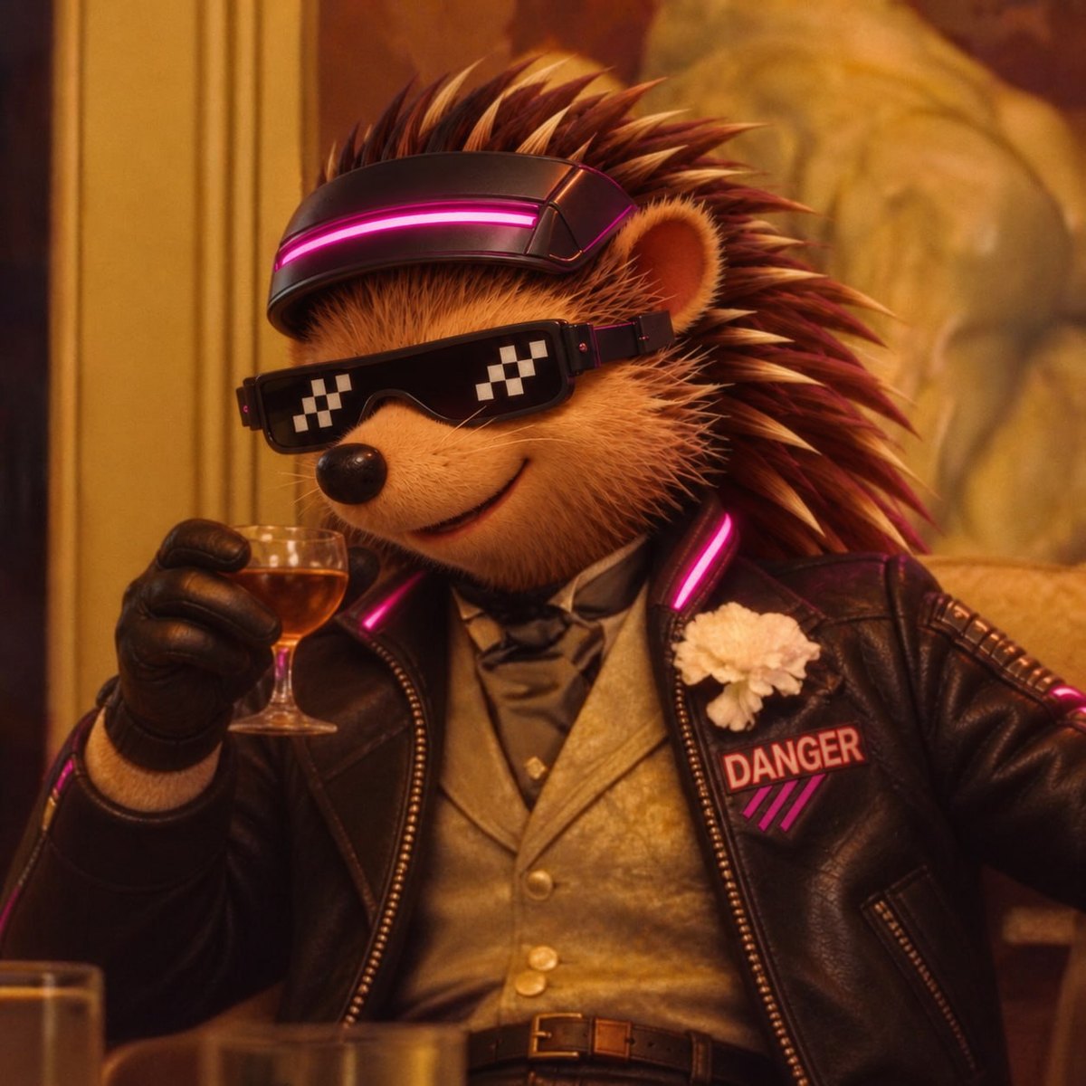 Danger with a drink in a lounge