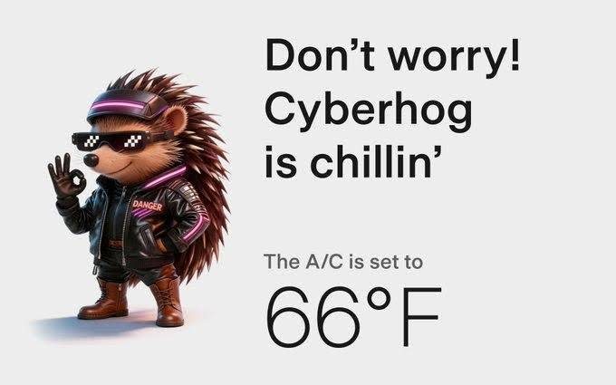 Pet Mode screen: Don't worry! Cyberhog is chillin'
