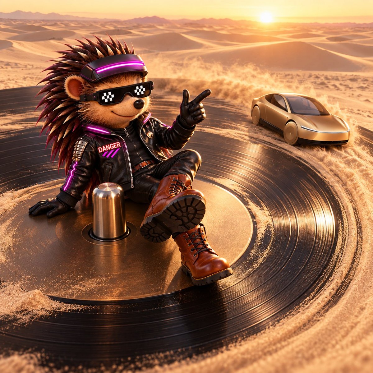 Danger on a giant record in the desert